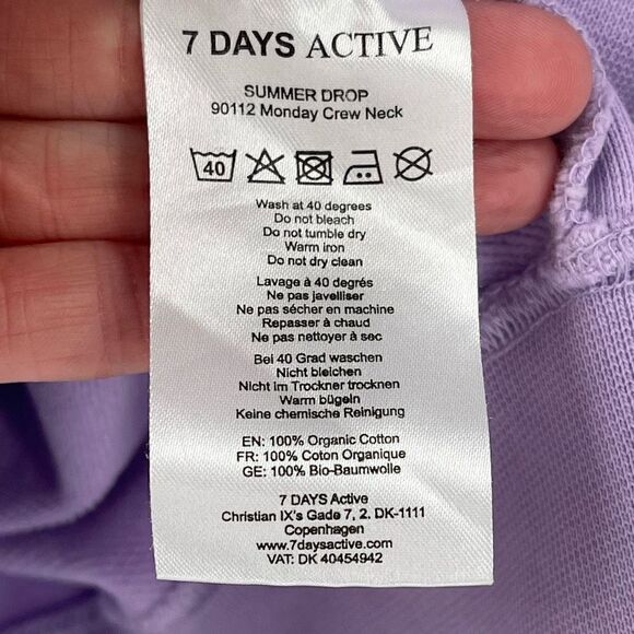 7 Days Active Summer Drop Monday Crewneck Sweatshirt Women Small Purple 90112 - Picture 6 of 7